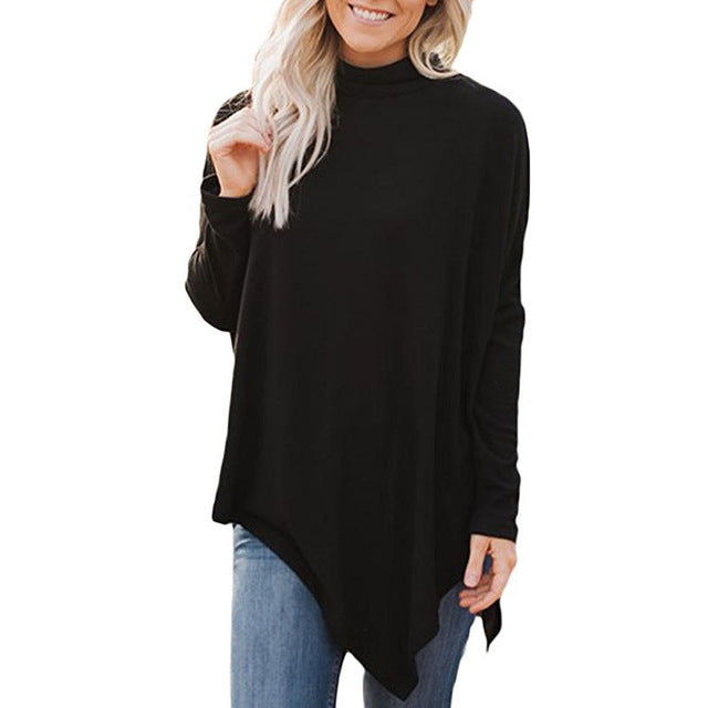 Polo Neck Pullover Sweatshirt Long Sleeve