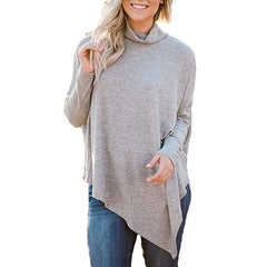 Polo Neck Pullover Sweatshirt Long Sleeve