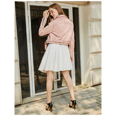 Pure Color Pink Loungewear Biker Jackets