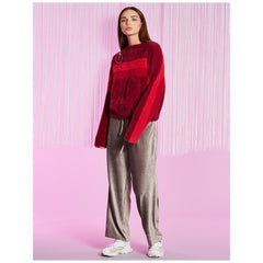 Burgundy Polyester Pullovers Sweater