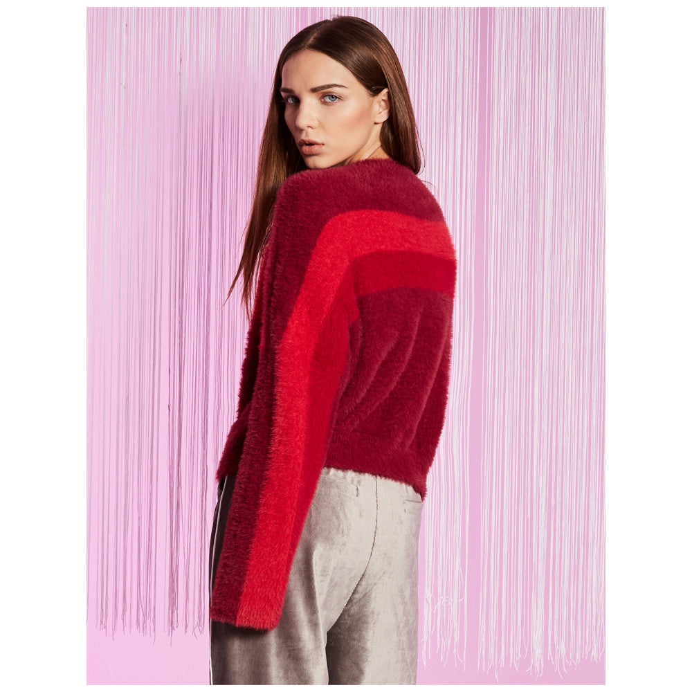 Burgundy Polyester Pullovers Sweater
