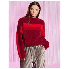 Burgundy Polyester Pullovers Sweater