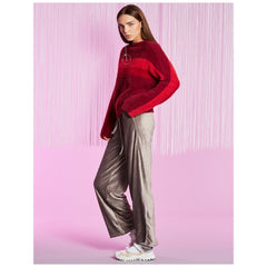 Burgundy Polyester Pullovers Sweater