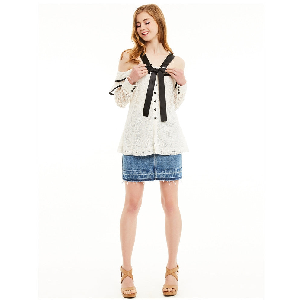 White Lace Fashion Party Day Top