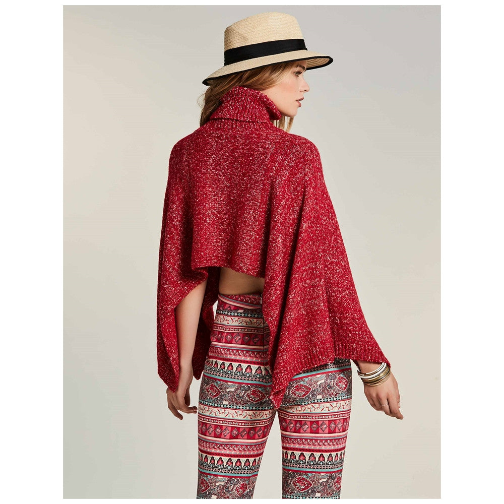 Neck Polyblend Solid Color Ture Red Crop Top