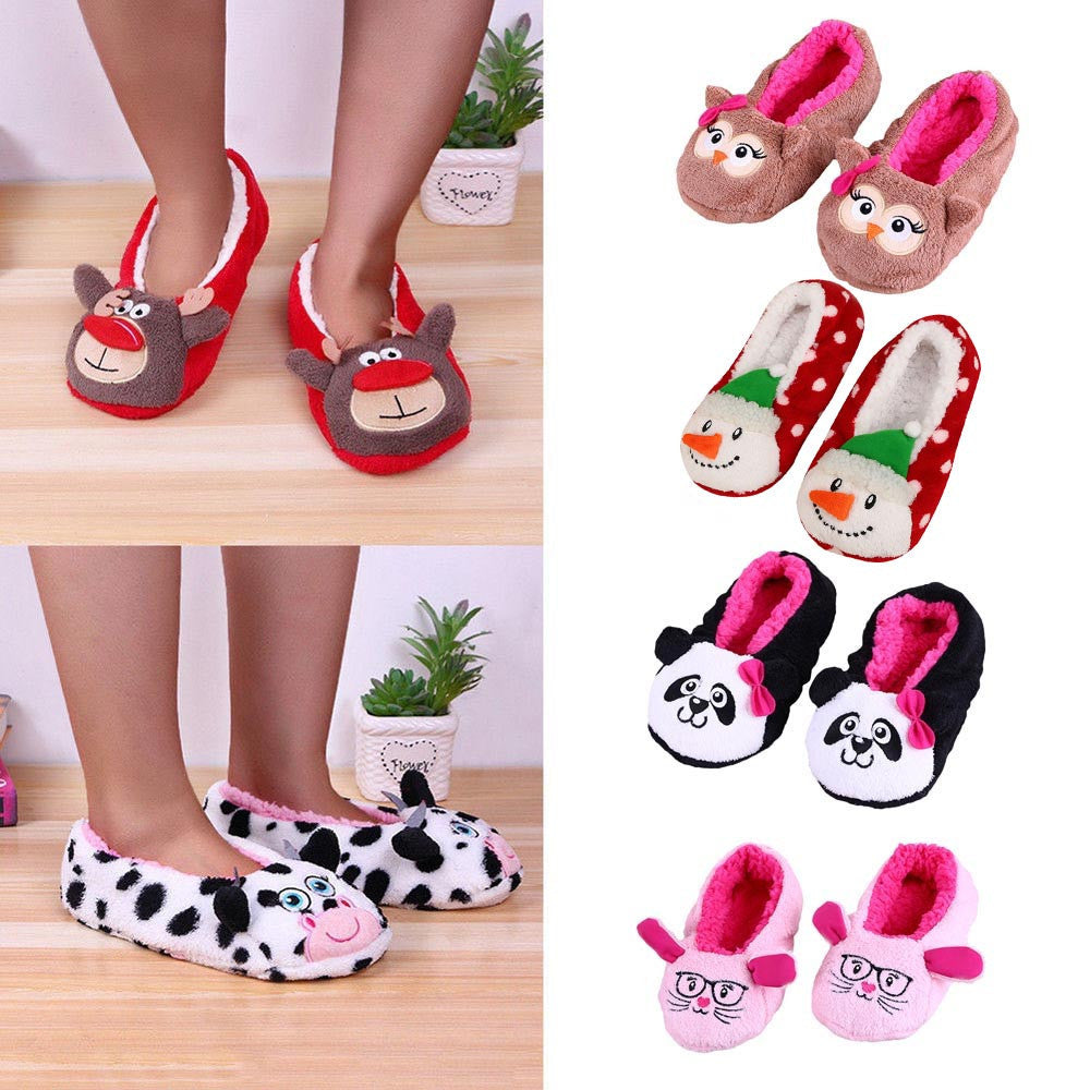Cotton Warm Indoor Slippers Soft Plush Christmas Shoes
