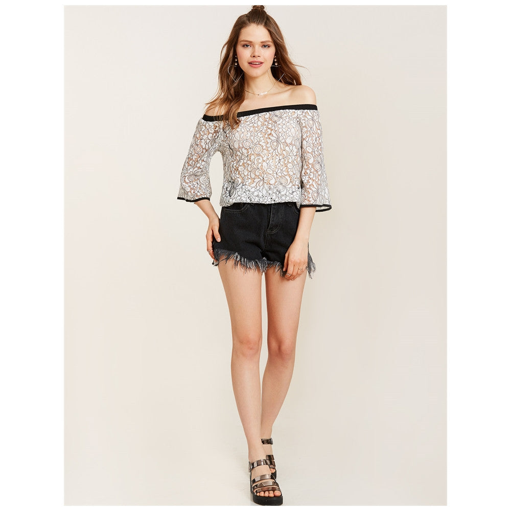 Boat Neck White Day Top