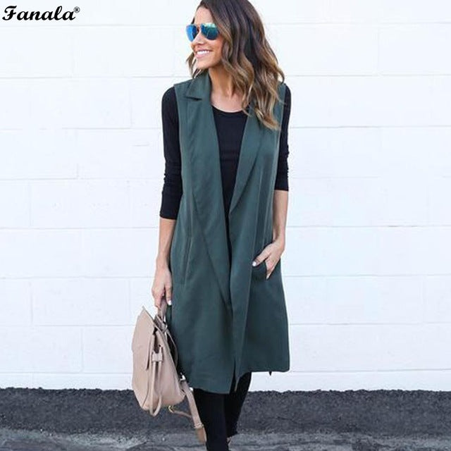 Spring Fashion Sleeveless Lapel Jacket Coats
