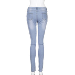 Ripped Holes Jeans Pants High Waist Stretch