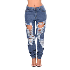 Women Skinny Ripped Holes Jeans