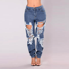 Women Skinny Ripped Holes Jeans