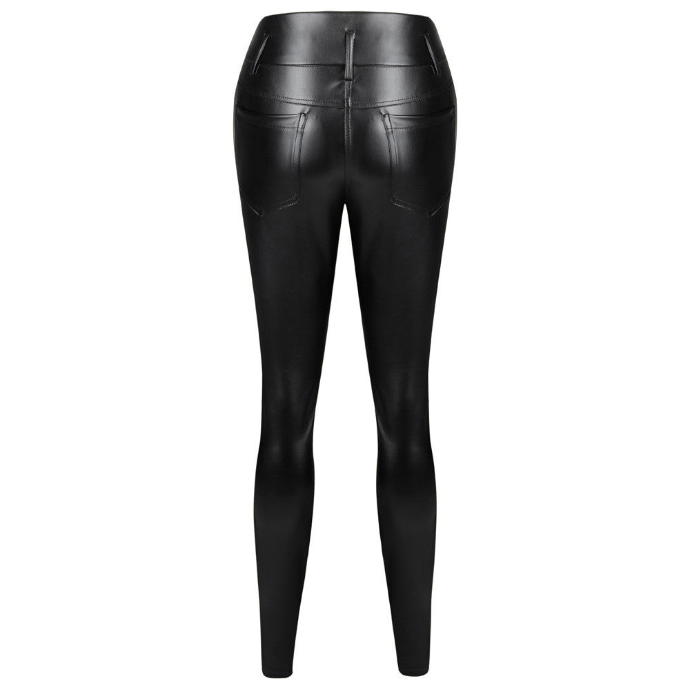 Leather Leggings Stretch Skinny Trousers