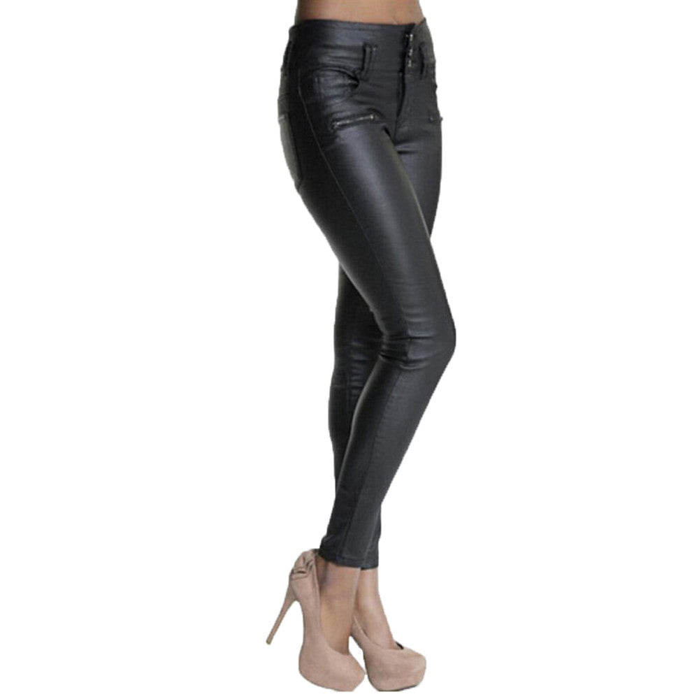 Leather Leggings Stretch Skinny Trousers