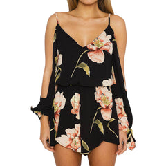 Off Shoulder Floral Print Jumpsuit