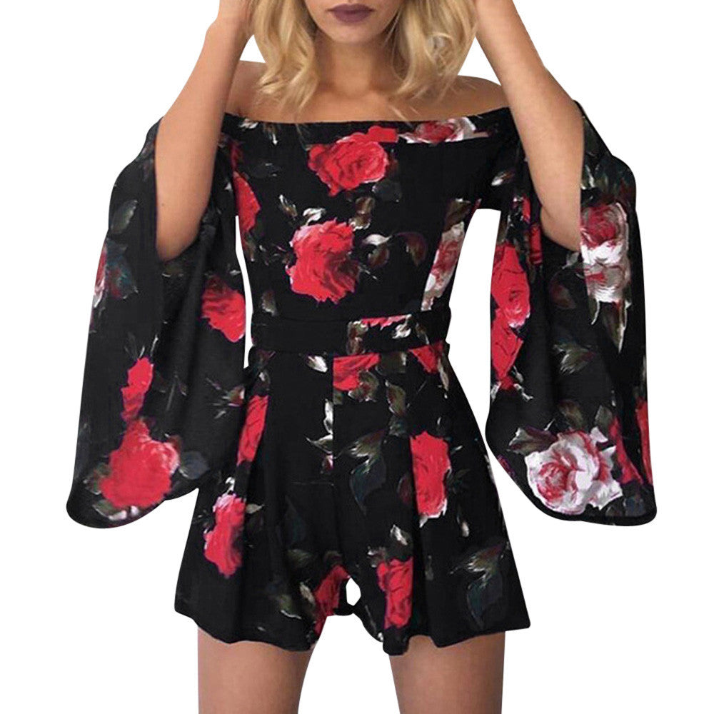 Women Beach Floral Prints Jumpsuit