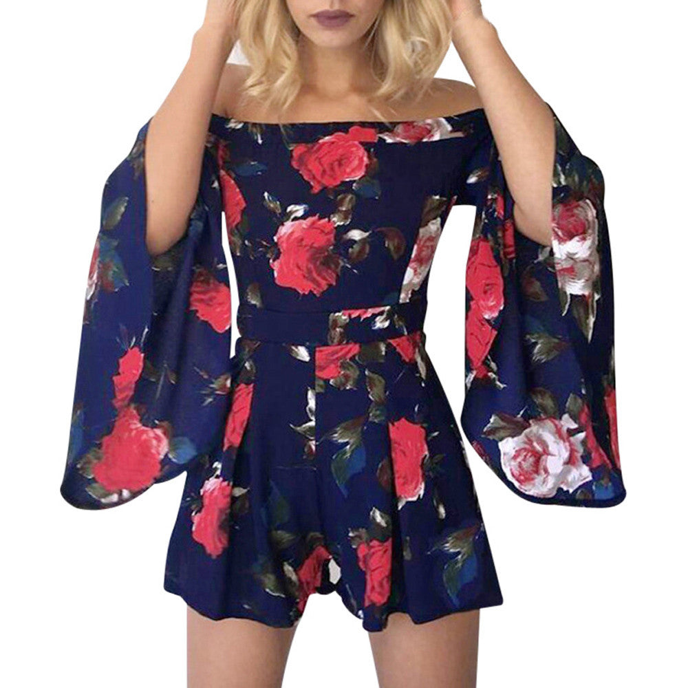 Women Beach Floral Prints Jumpsuit
