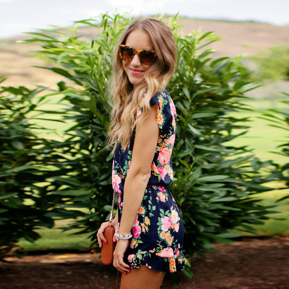 Clubwear Floral Print Playsuit Causal Jumpsuit