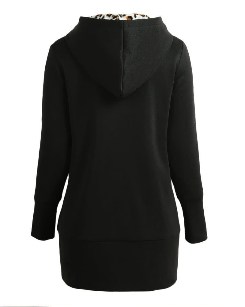 t Leopard Fleece Lining Zipper  Outerwear