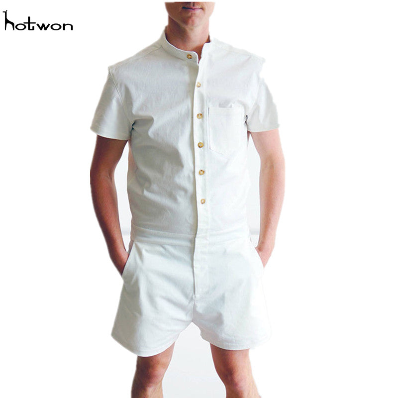 Cotton Blend Jumpsuits Short Sleeve